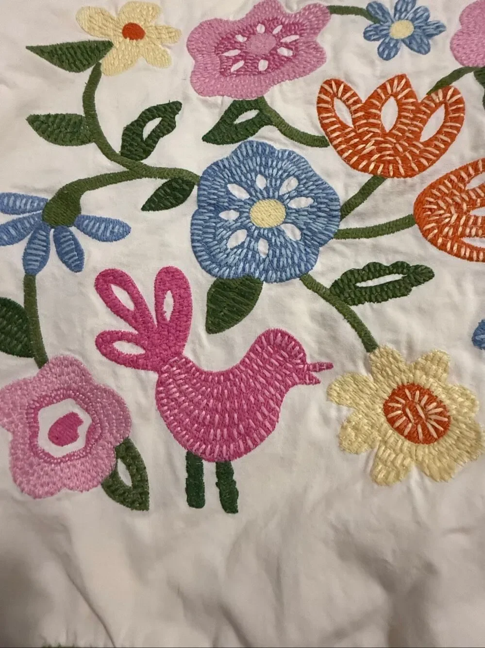 Pottery barn kids Super Bloom Sham Pink Bird Flowers 14x14